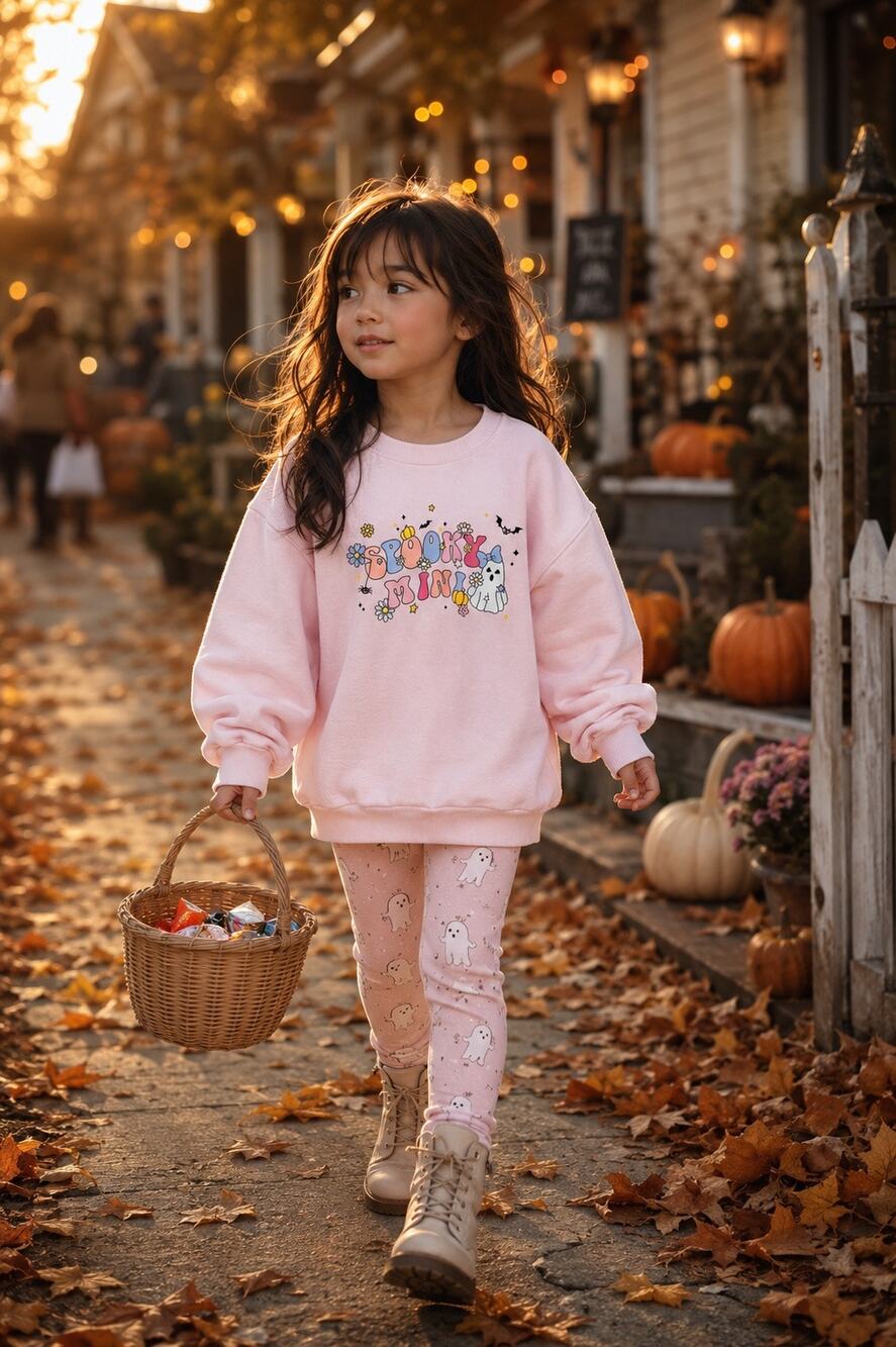Spooky Mini Halloween Trick Or Treating Pullover Sweatshirt 6/7